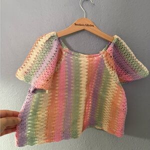 Handmade Pastel Crochet Kids Top - Multicolor